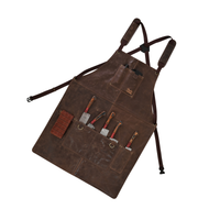 Leather BBQ Apron with Multi Pockets for Chefs and Grilling