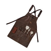Leather BBQ Apron with Multi Pockets for Chefs and Grilling