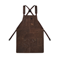 Leather BBQ Apron with Multi Pockets for Chefs and Grilling