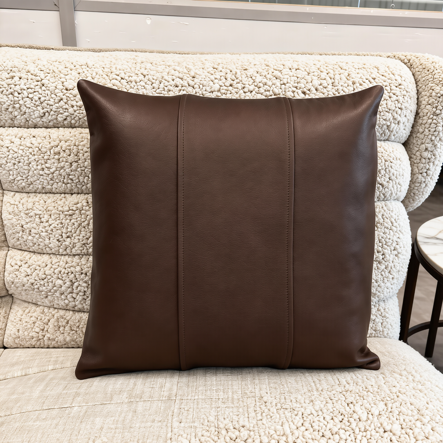 genuine leather striped cushion covers – set of 2 in nine colours