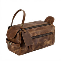 Personalised Wash Bag in Genuine Leather Thoughtful Gift for Him