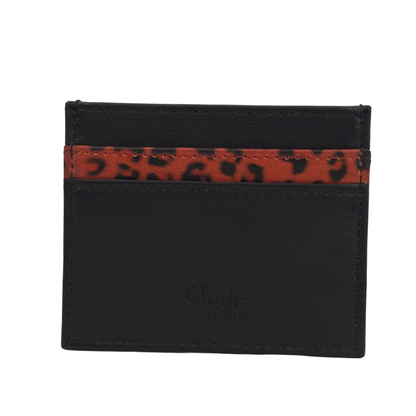 Leather Card Holder with 5 Pockets & Leopard Print
