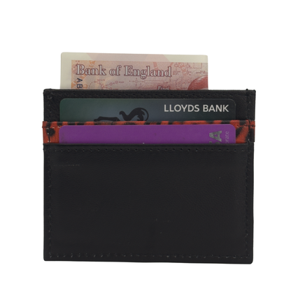 Leather Card Holder with 5 Pockets & Leopard Print