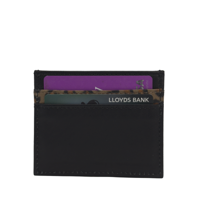 Leather Card Holder with 5 Pockets & Leopard Print