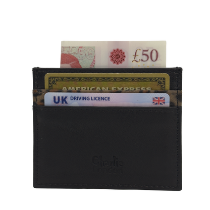 Leather Card Holder with 5 Pockets & Leopard Print