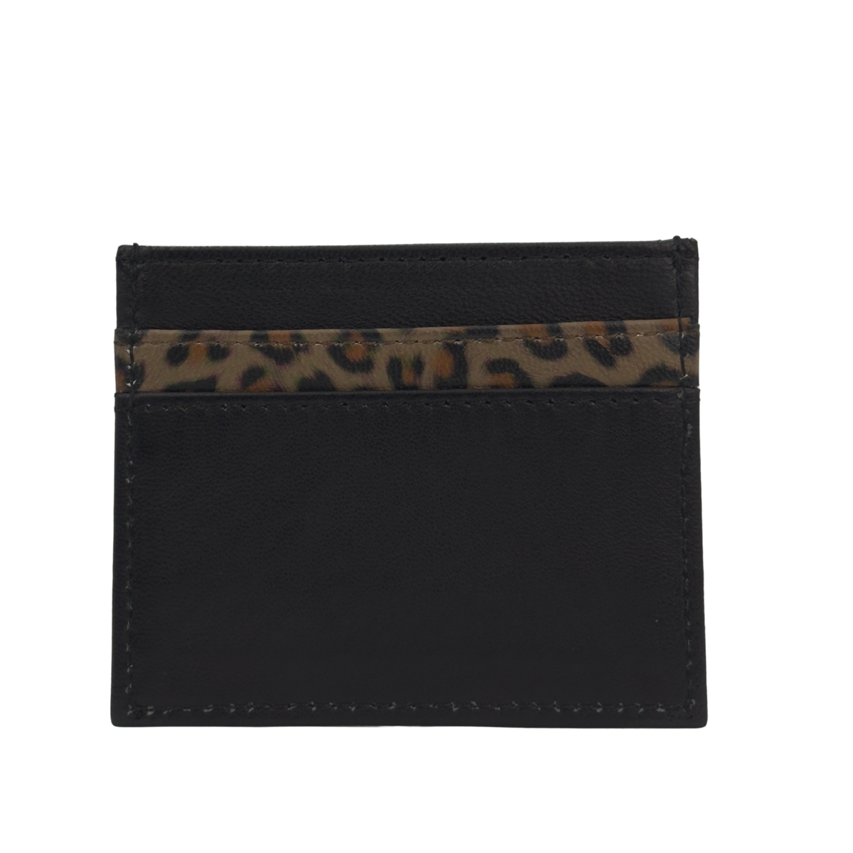 leather card holder with 5 pockets & leopard print