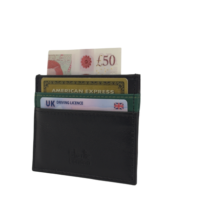 Leather Card Holder with 5 Pockets & Leopard Print