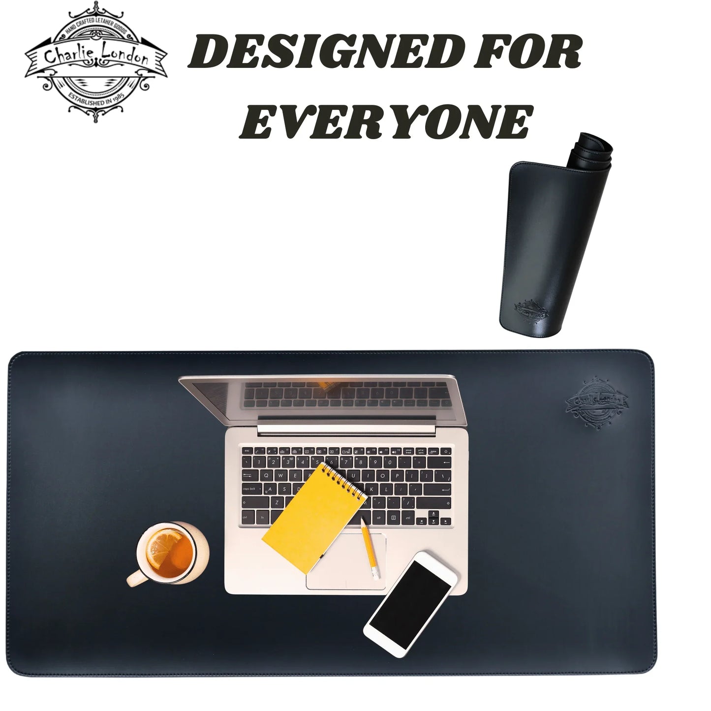 charlie london leather desk mat – 80x40 cm non - slip waterproof pu desk pad - 