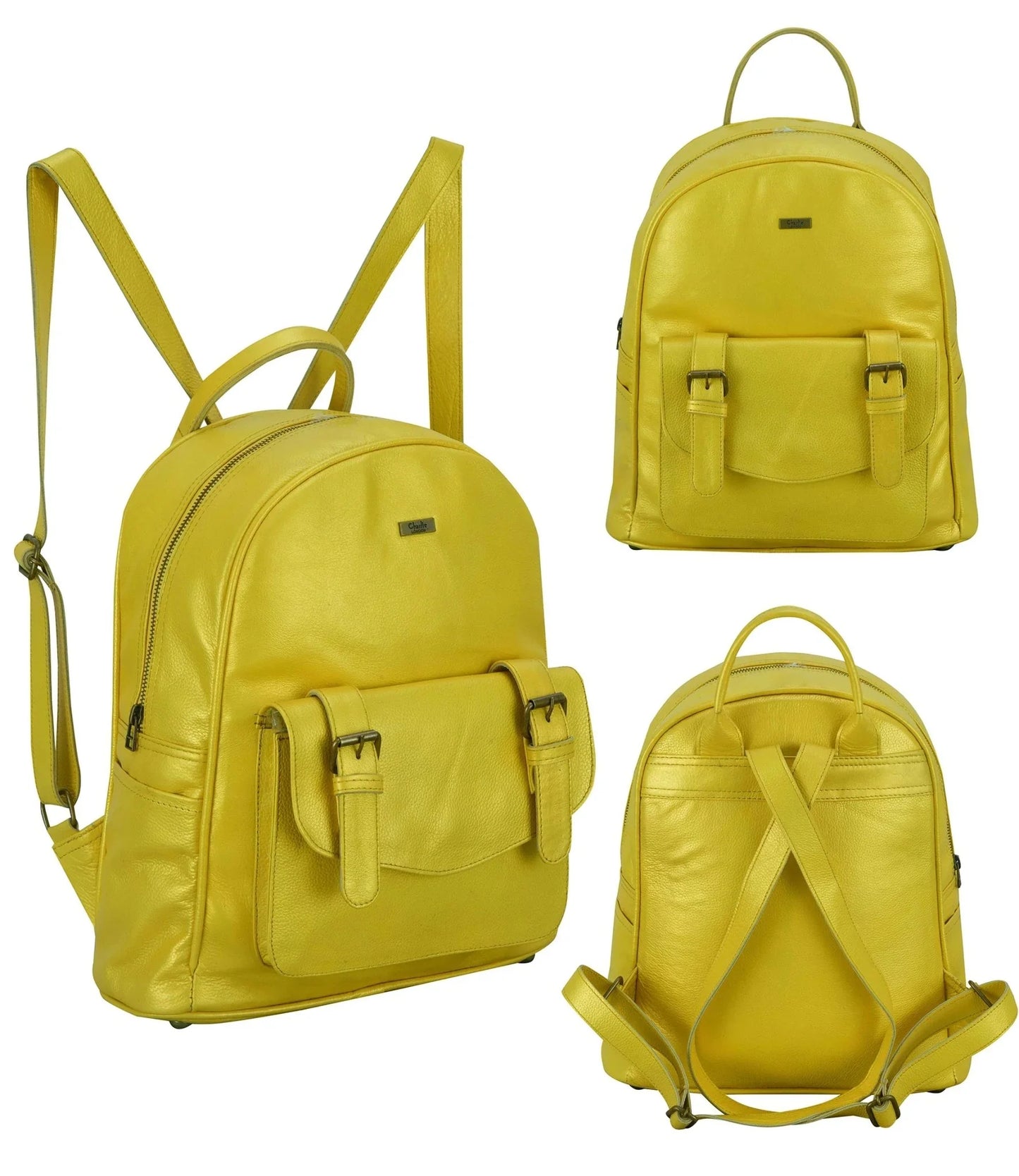 charlie london one pocket classic leather daypack backpack - 