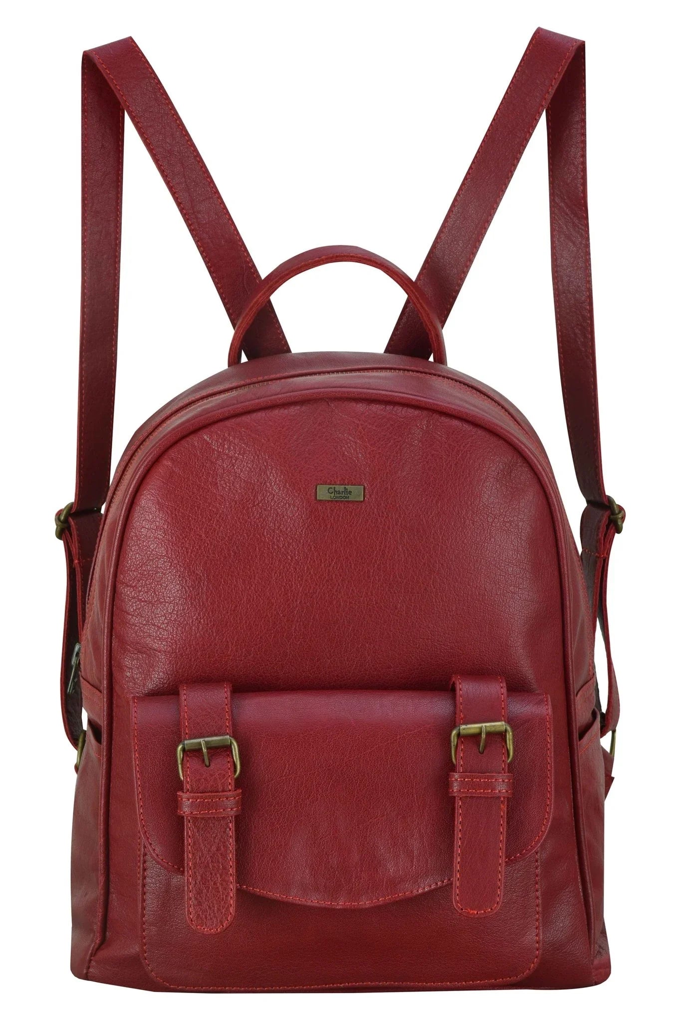 charlie london one pocket classic leather daypack backpack - 