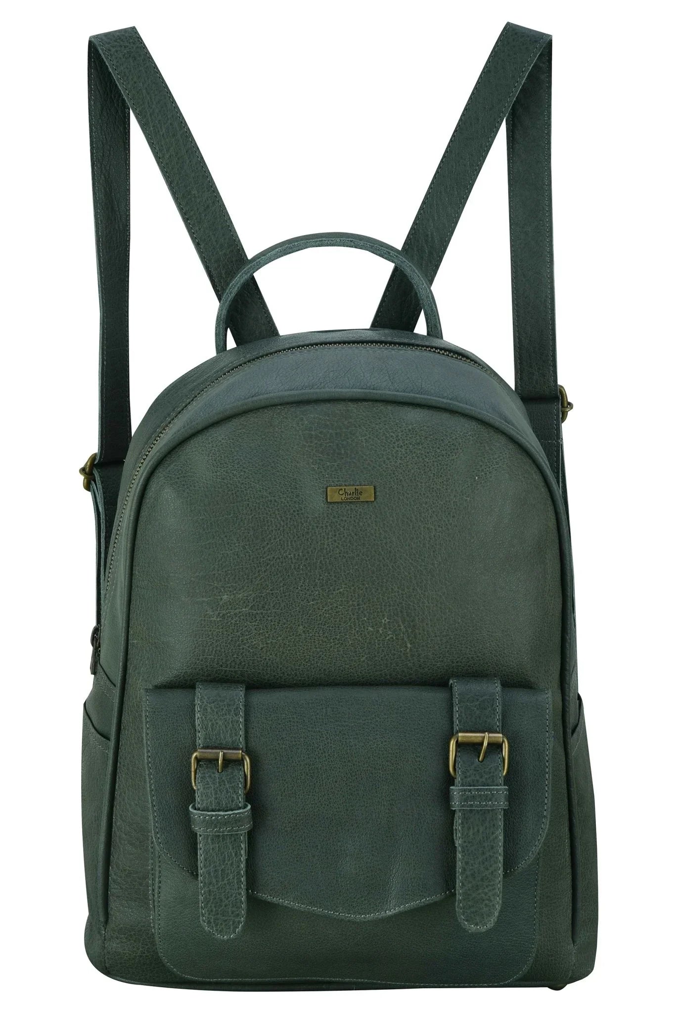charlie london one pocket classic leather daypack backpack - 