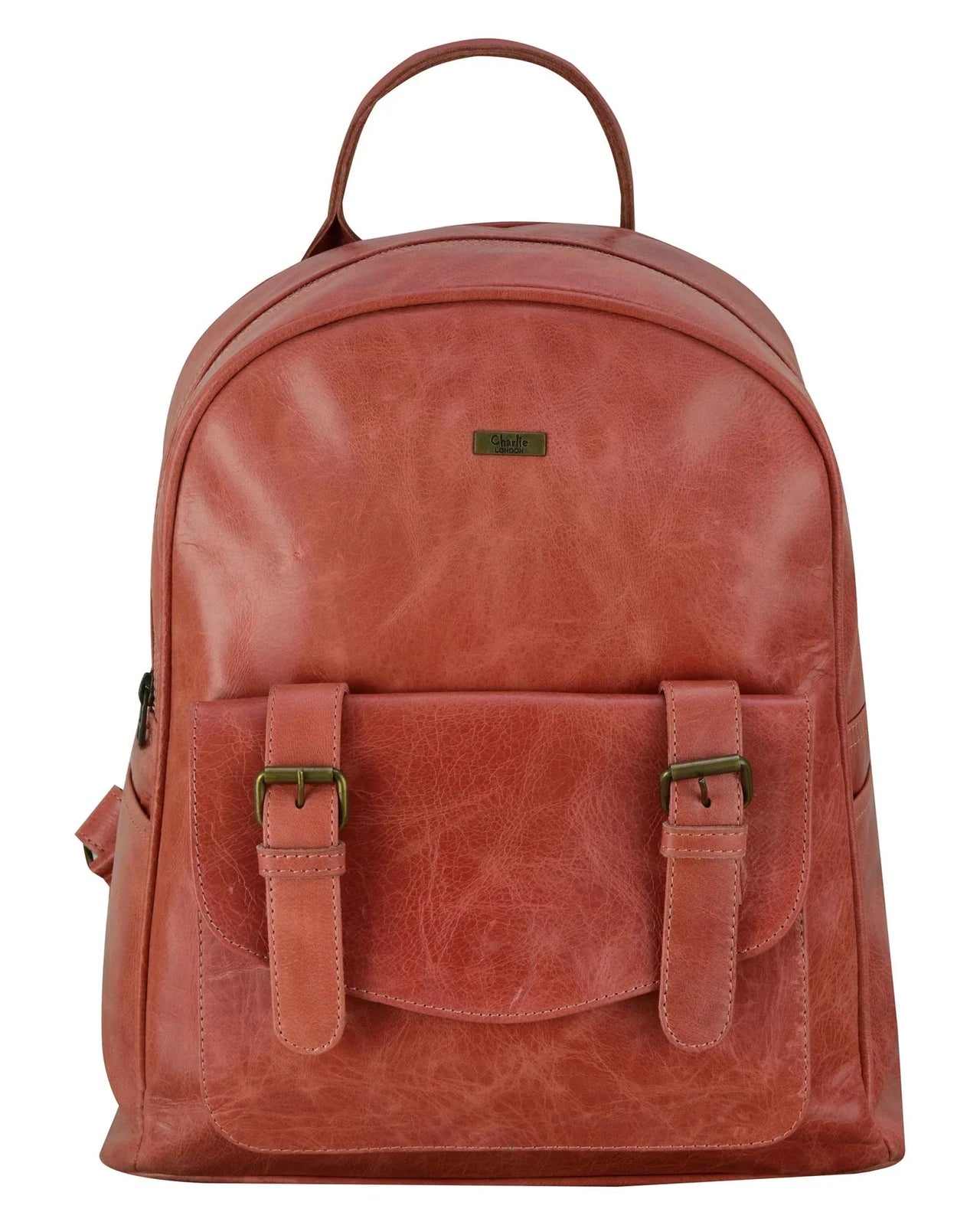Charlie London One Pocket Classic Leather DayPack Backpack - 