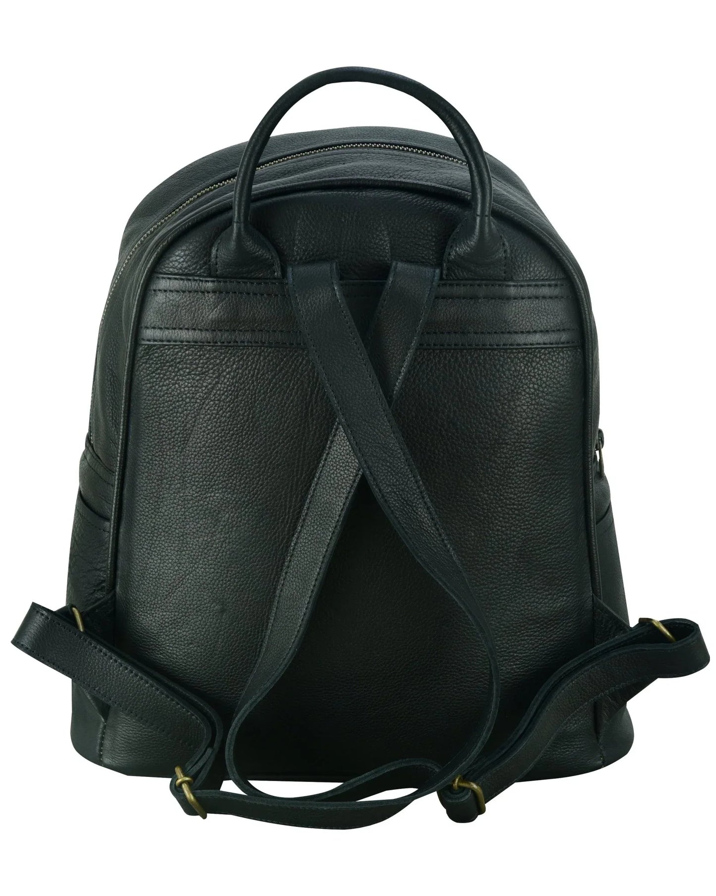 charlie london two pockets classic leather daypack backpack - 