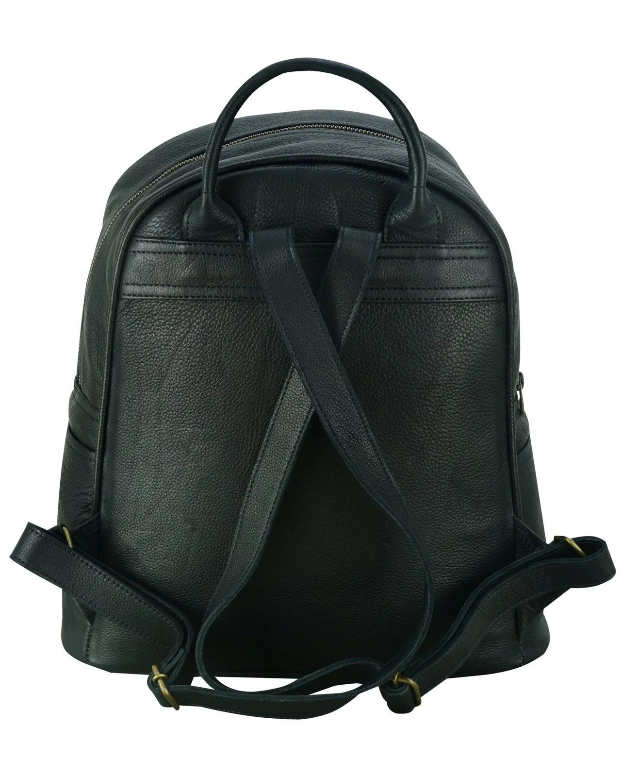 Charlie London two Pockets Classic Leather DayPack Backpack - 