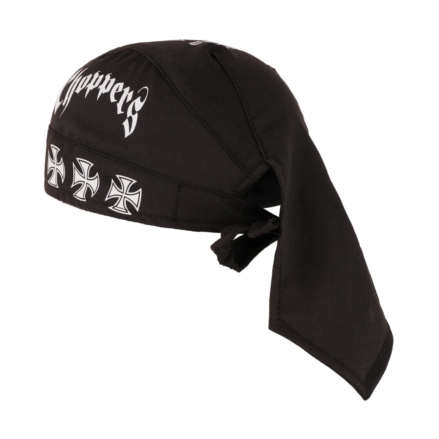 chopper til you die iron cross black textile motorcycle headwrap - 