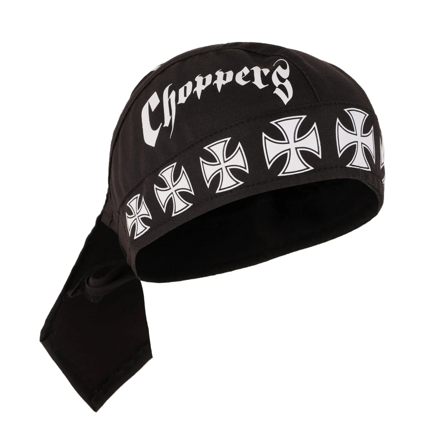 chopper til you die iron cross black textile motorcycle headwrap - 