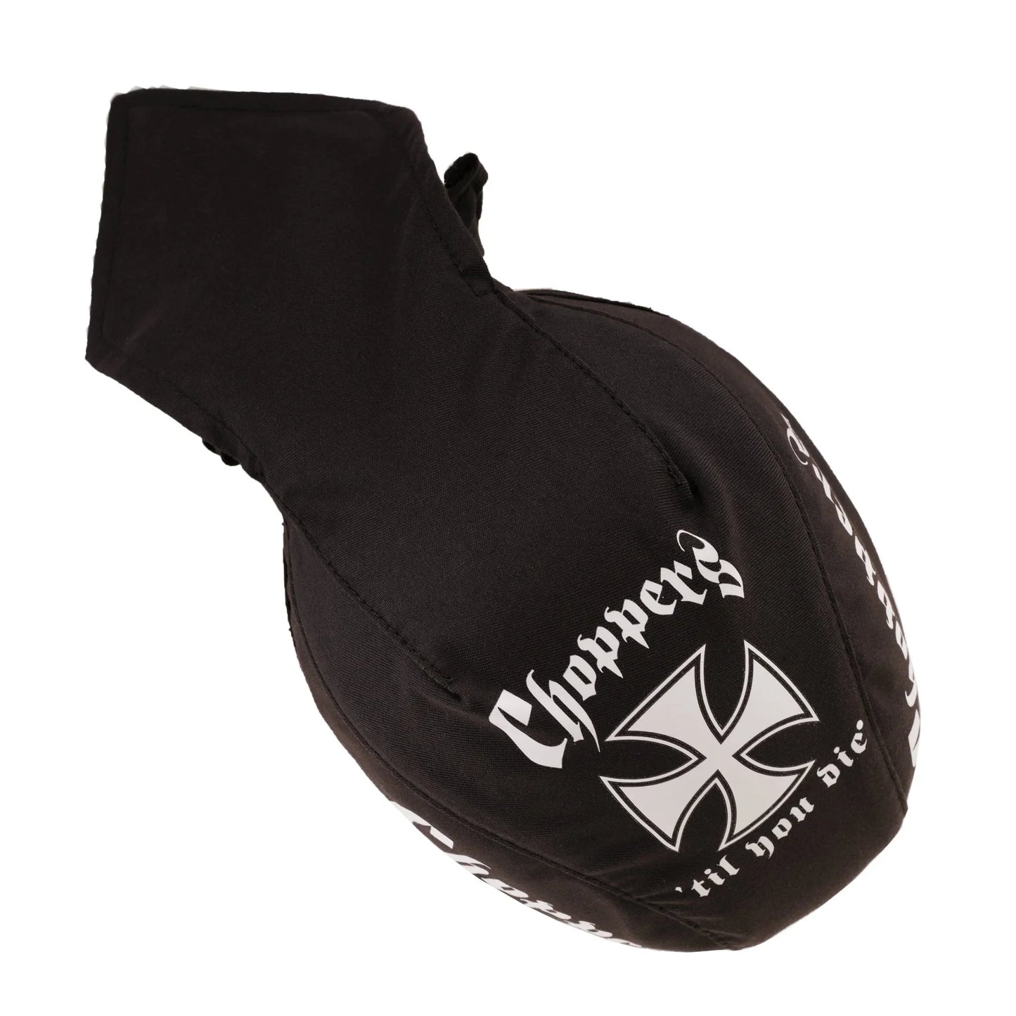 chopper til you die iron cross black textile motorcycle headwrap - 