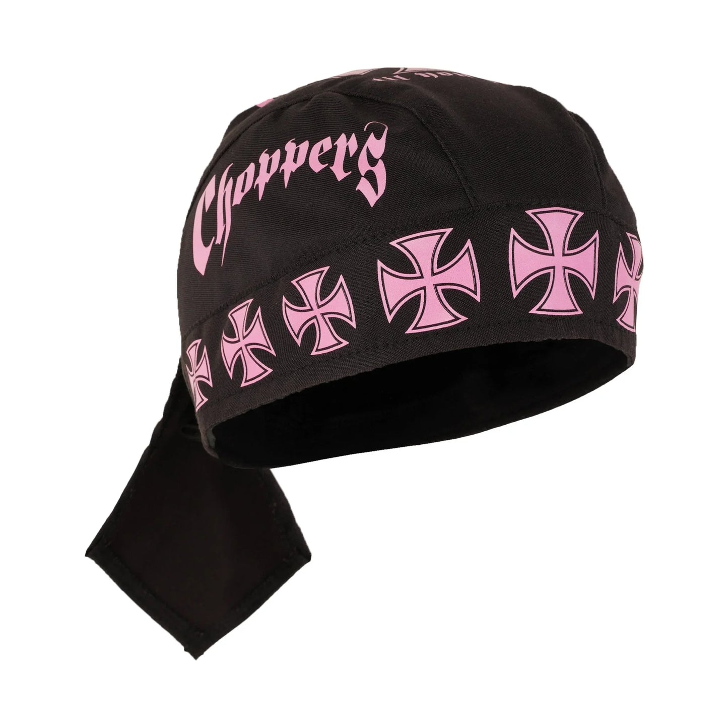 chopper til you die iron cross pink textile motorcycle headwrap - 
