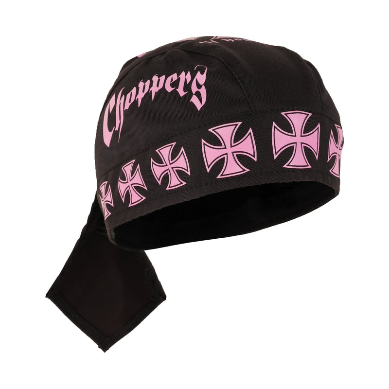 Chopper Til You Die Iron Cross Pink Textile Motorcycle Headwrap - 