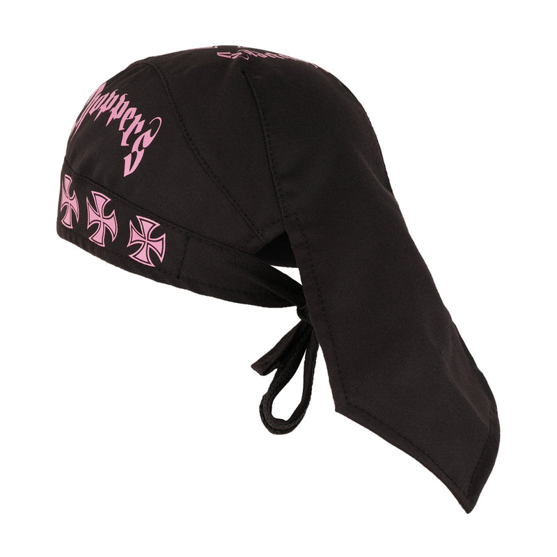Chopper Til You Die Iron Cross Pink Textile Motorcycle Headwrap - 