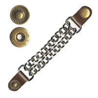 Classic Antique S - Spring Snap Button Leather Silver Chain Vest Extender - 