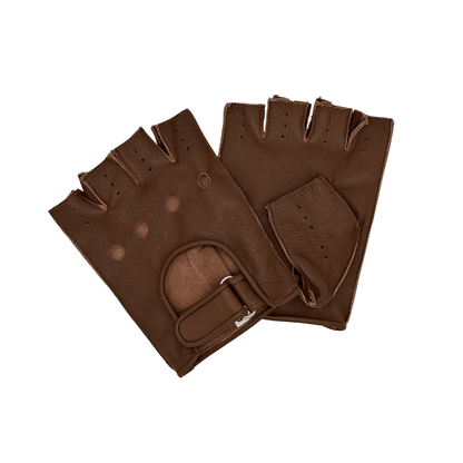 Classic Black Leather Unlined Fingerless Gloves - 