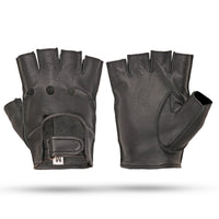Classic Black Leather Unlined Fingerless Gloves - 