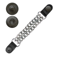 Classic Black S - Spring Snap Button Leather Silver Chain Vest Extender - 