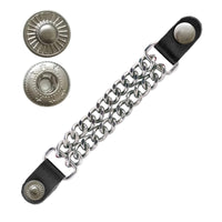 Classic Chrome S - Spring Snap Button Leather Silver Chain Vest Extender - 