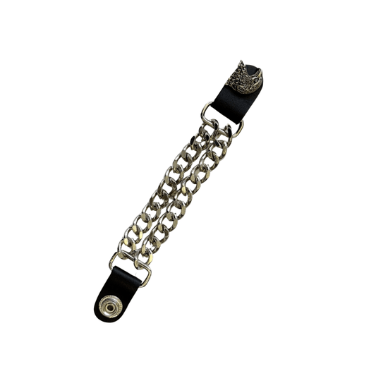 Classic Eagle Snap Button Leather Silver Chain Vest Extender - 