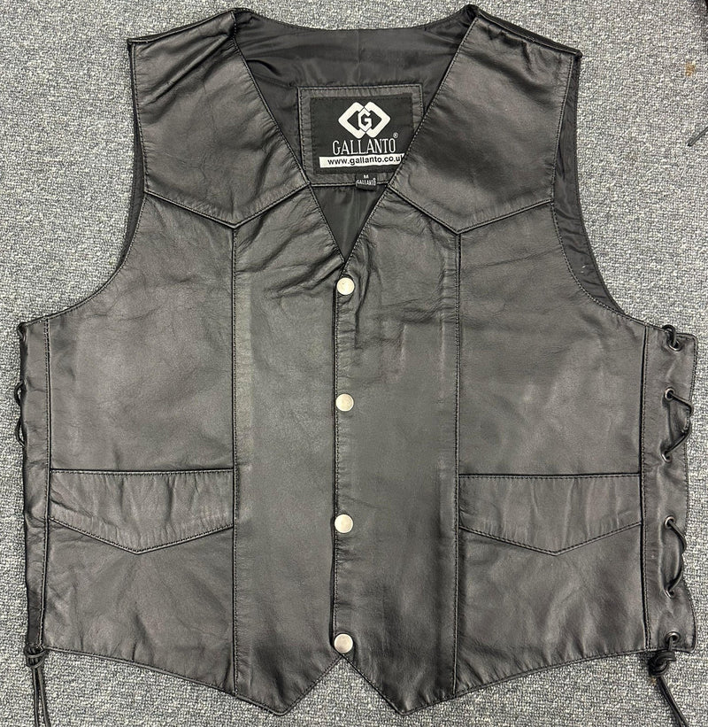 Classic Mens Black Eagle Embossed Leather Biker Vest S - 