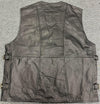 Classic Mens Black Hook Leather Vest Motorcycle Biker Waistcoat Large - 