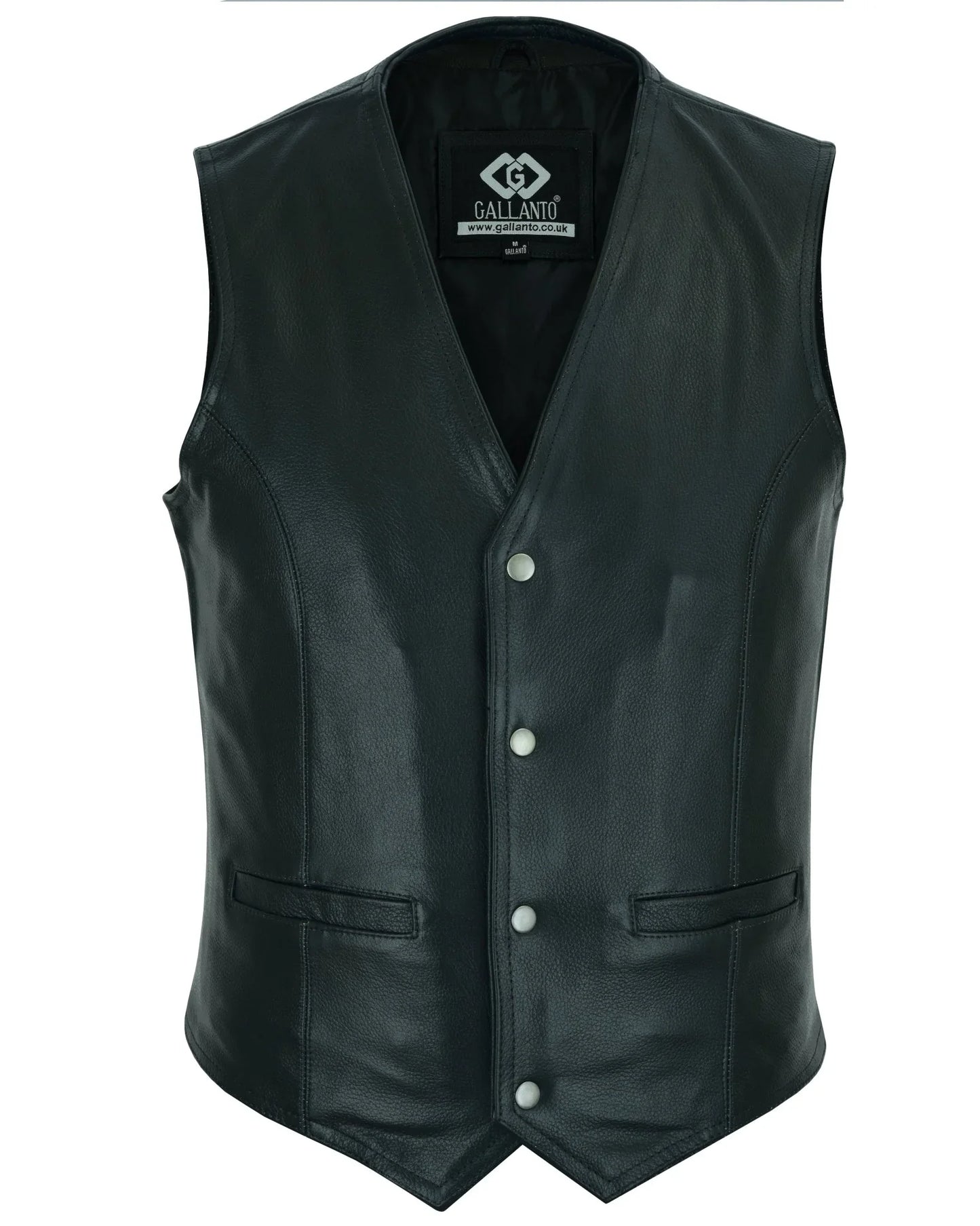 classic mens black motorcycle leather vest motorbiker waistcoat - 