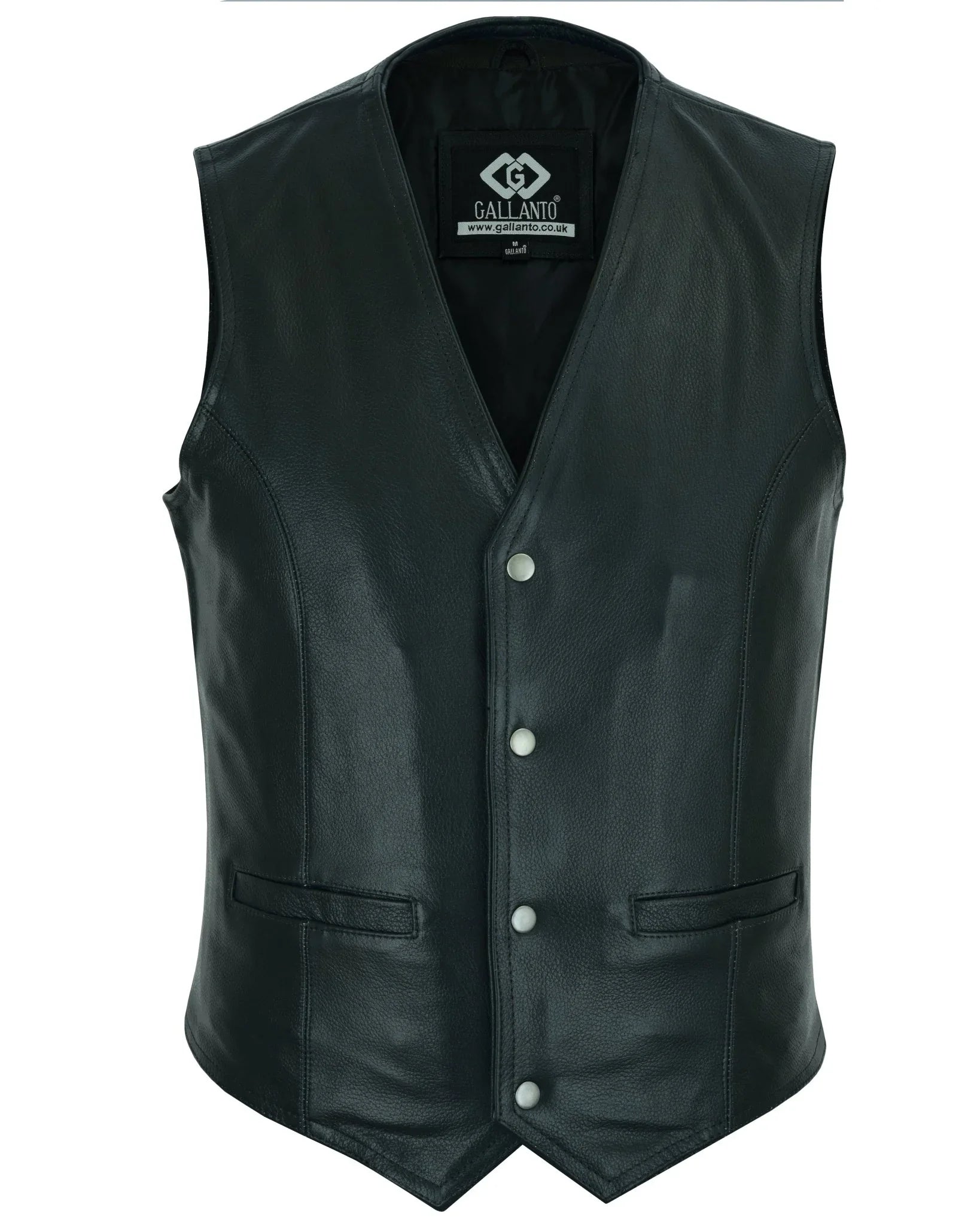 Classic Mens Black Motorcycle Leather Vest MotorBiker Waistcoat - 