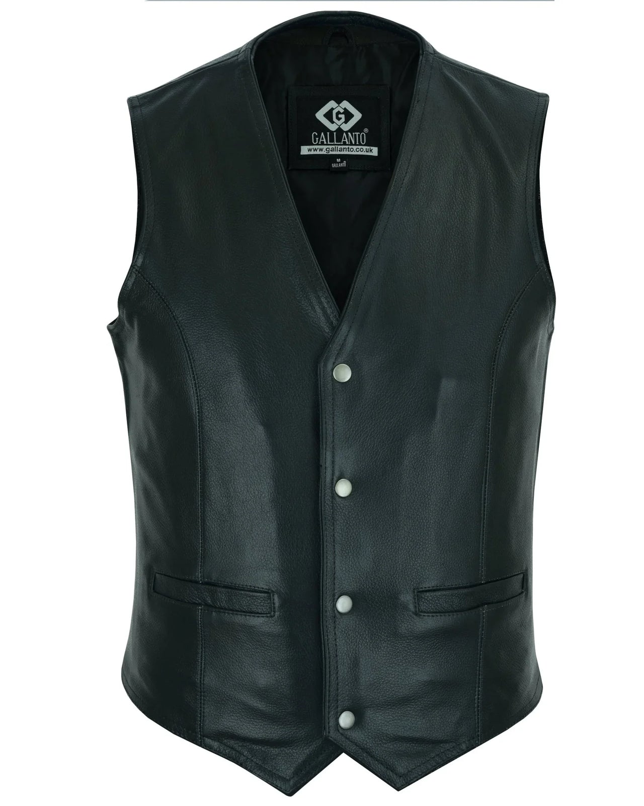 Classic Mens Black Motorcycle Leather Vest MotorBiker Waistcoat - 