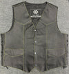Classic Mens Black USA Eagle Embossed Leather Biker Vest M - 