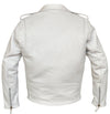 Classic Mens White Marlon Brando Leather Biker Jacket - 