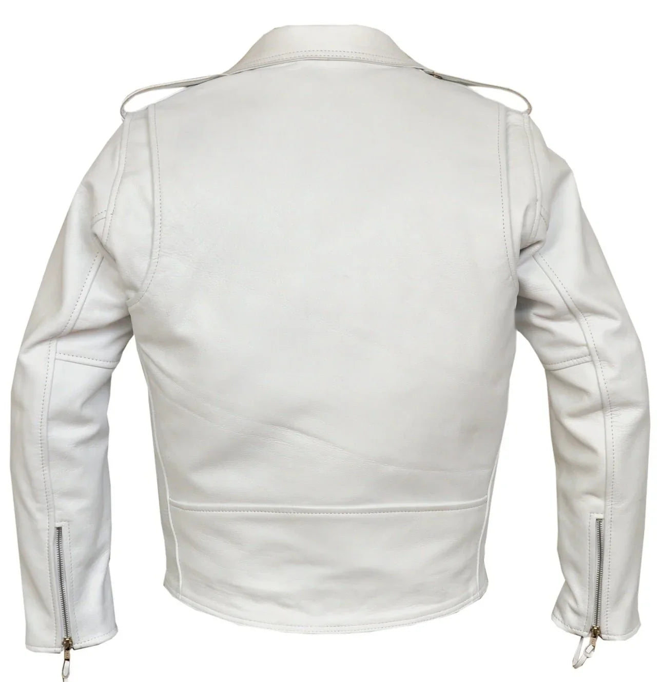 classic mens white marlon brando leather biker jacket - 