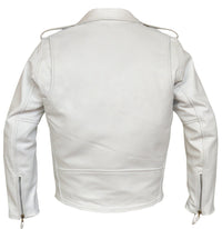 Classic Mens White Marlon Brando Leather Biker Jacket - 