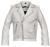 Classic Mens White Marlon Brando Leather Biker Jacket - 