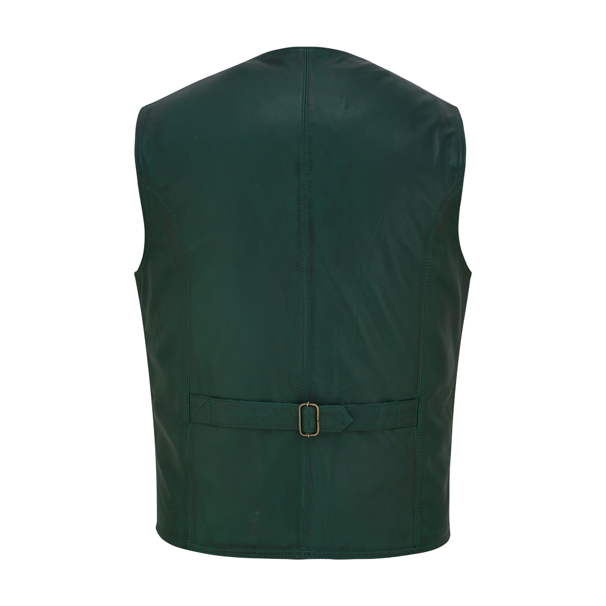 Mens Buttoned Classic Brown Soft Leather Vest For Bikers