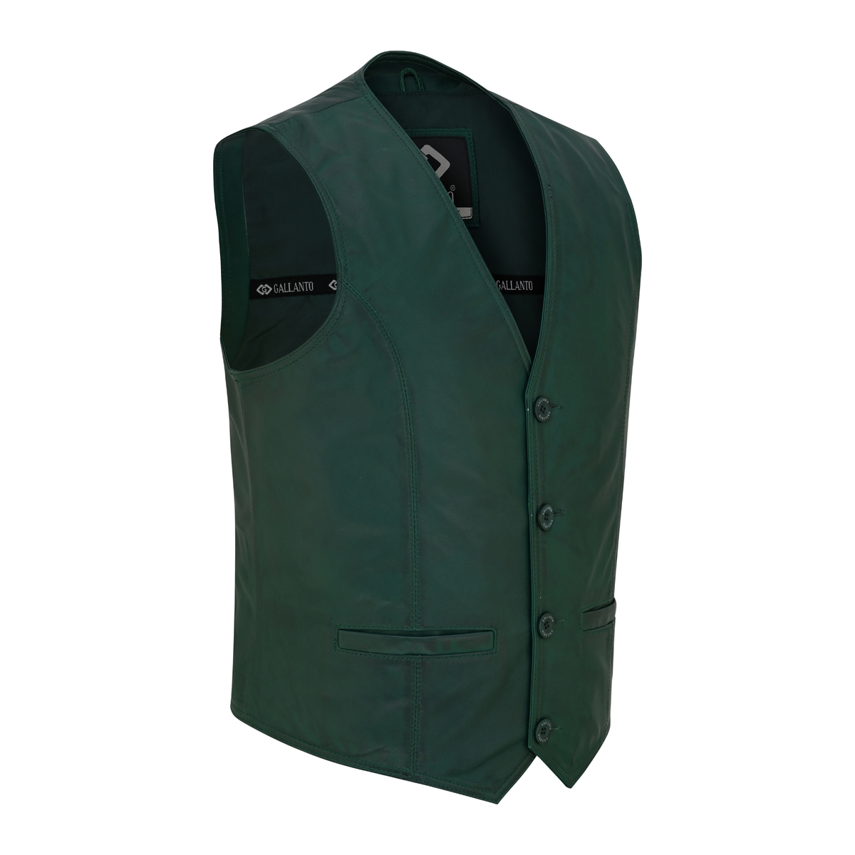 Mens Buttoned Classic Brown Soft Leather Vest For Bikers