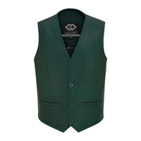 Mens Buttoned Classic Brown Soft Leather Vest For Bikers