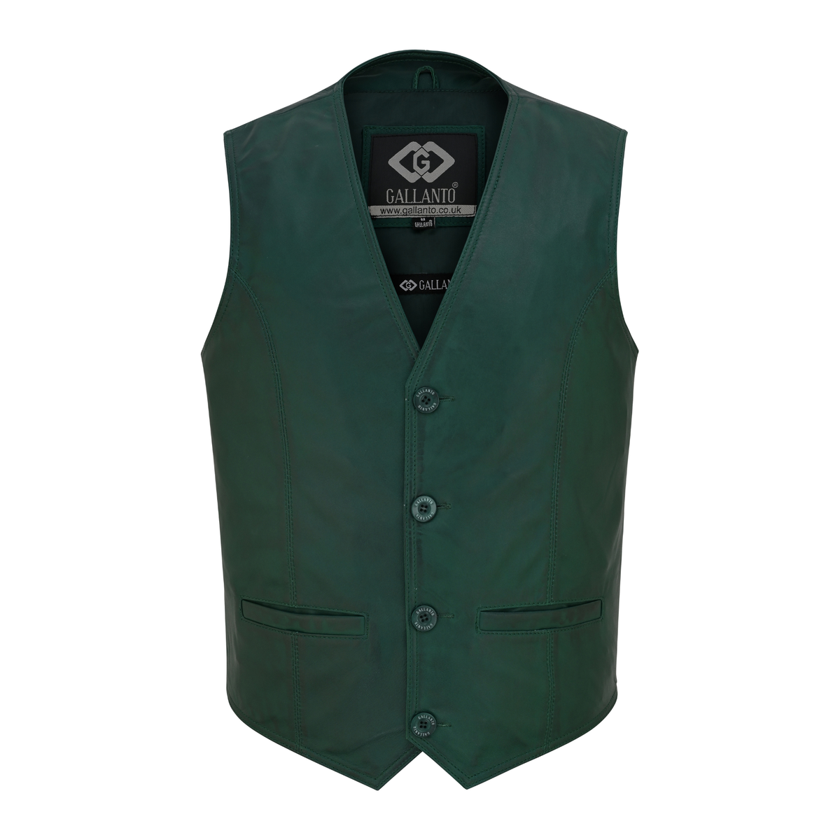 Mens Buttoned Classic Brown Soft Leather Vest For Bikers