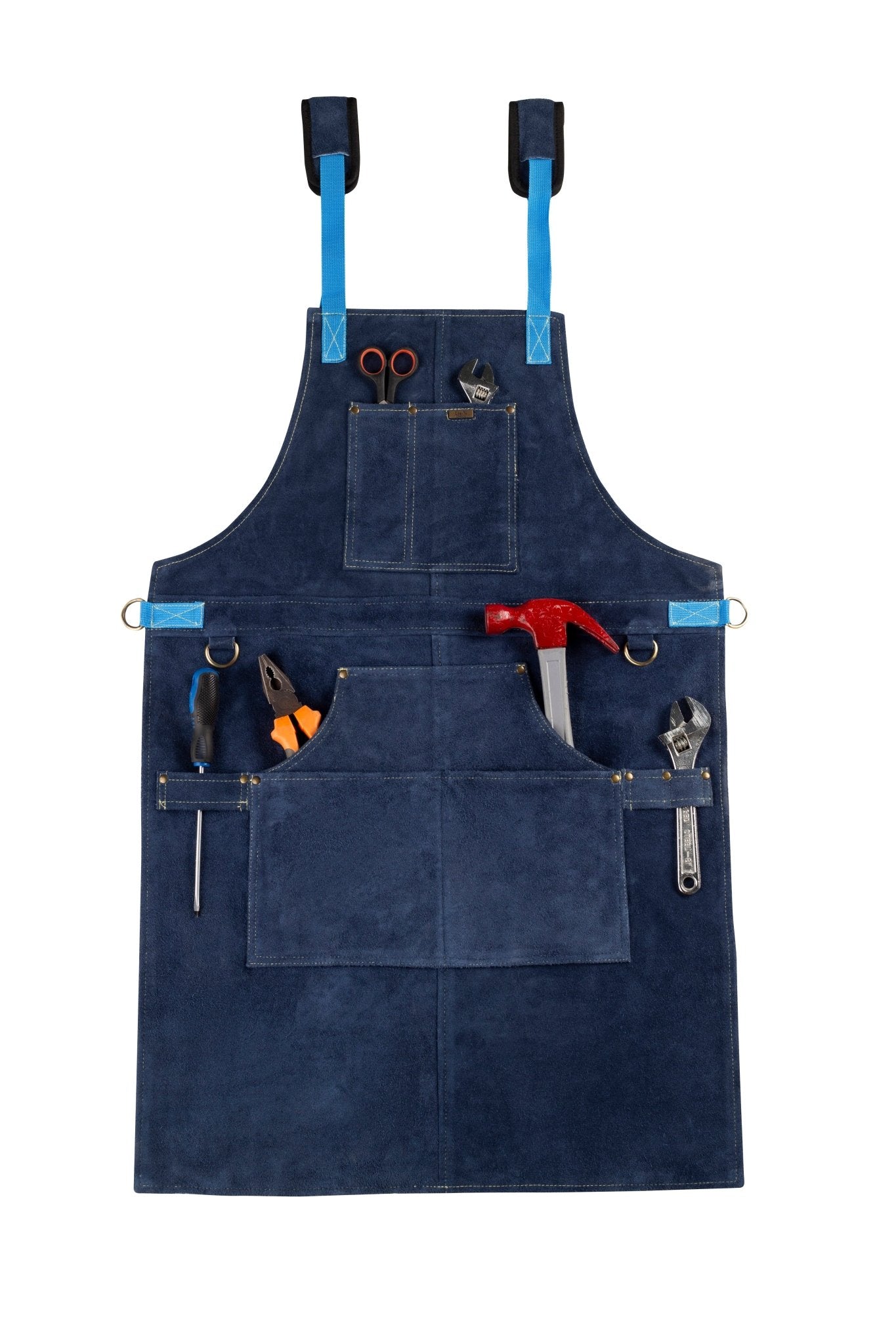 cowhide leather tool apron – heavy - duty, heat - resistant, 6 pockets - 