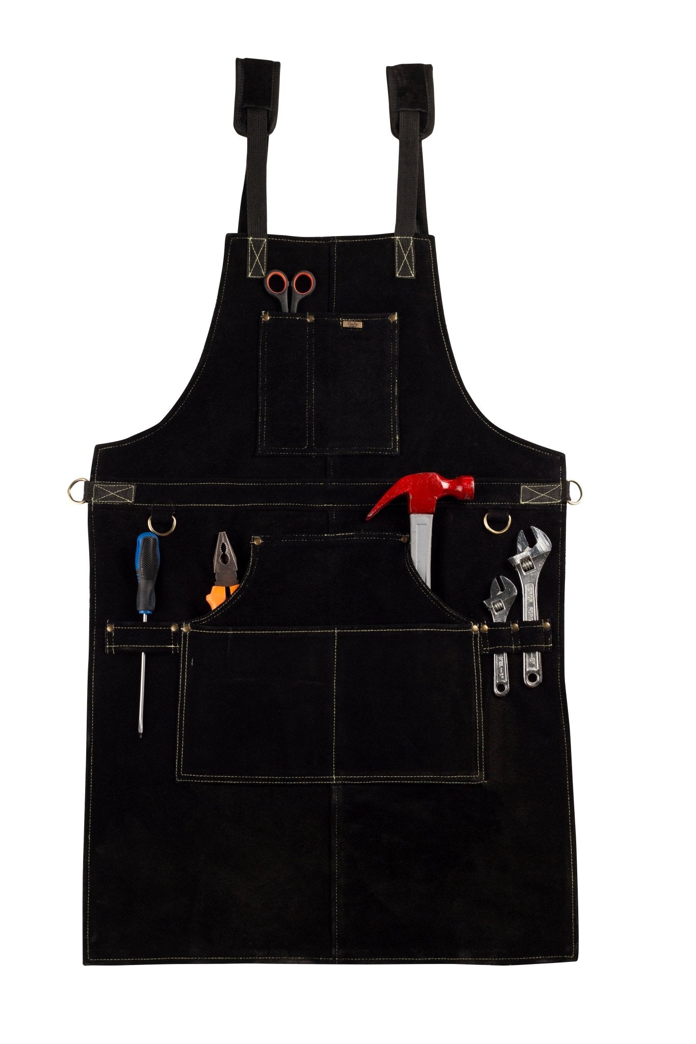 cowhide leather tool apron – heavy - duty, heat - resistant, 6 pockets - 