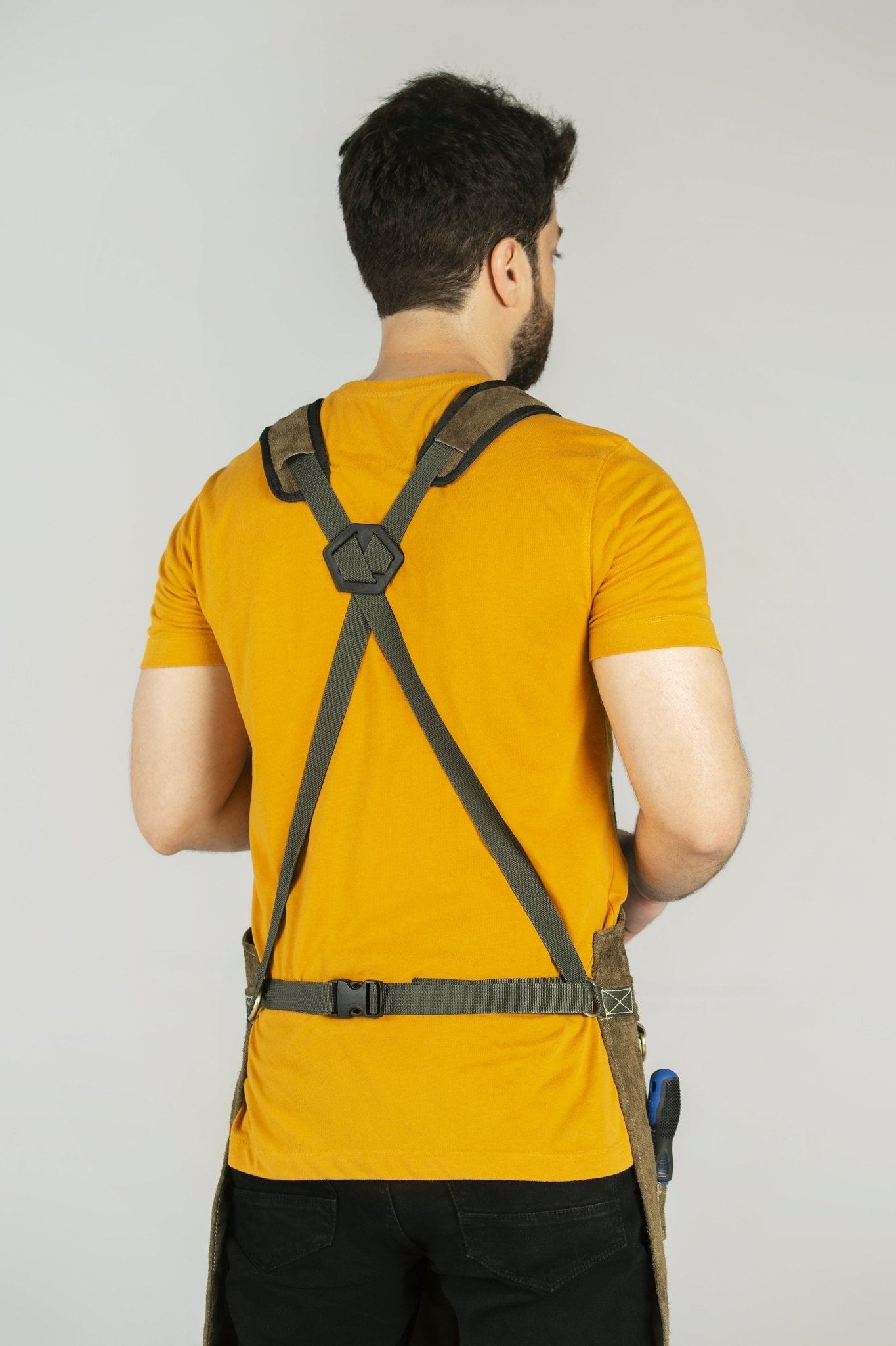 cowhide leather tool apron – heavy - duty, heat - resistant, 6 pockets - 