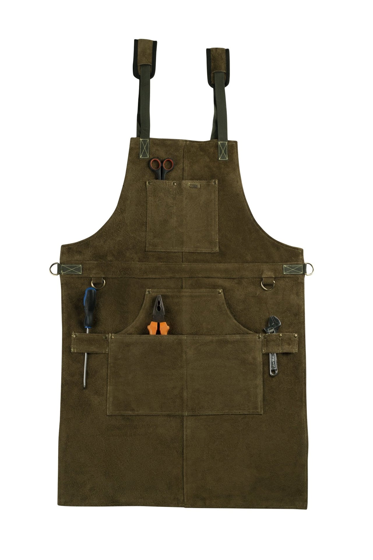 Cowhide Leather Tool Apron – Heavy - Duty, Heat - Resistant, 6 Pockets - 