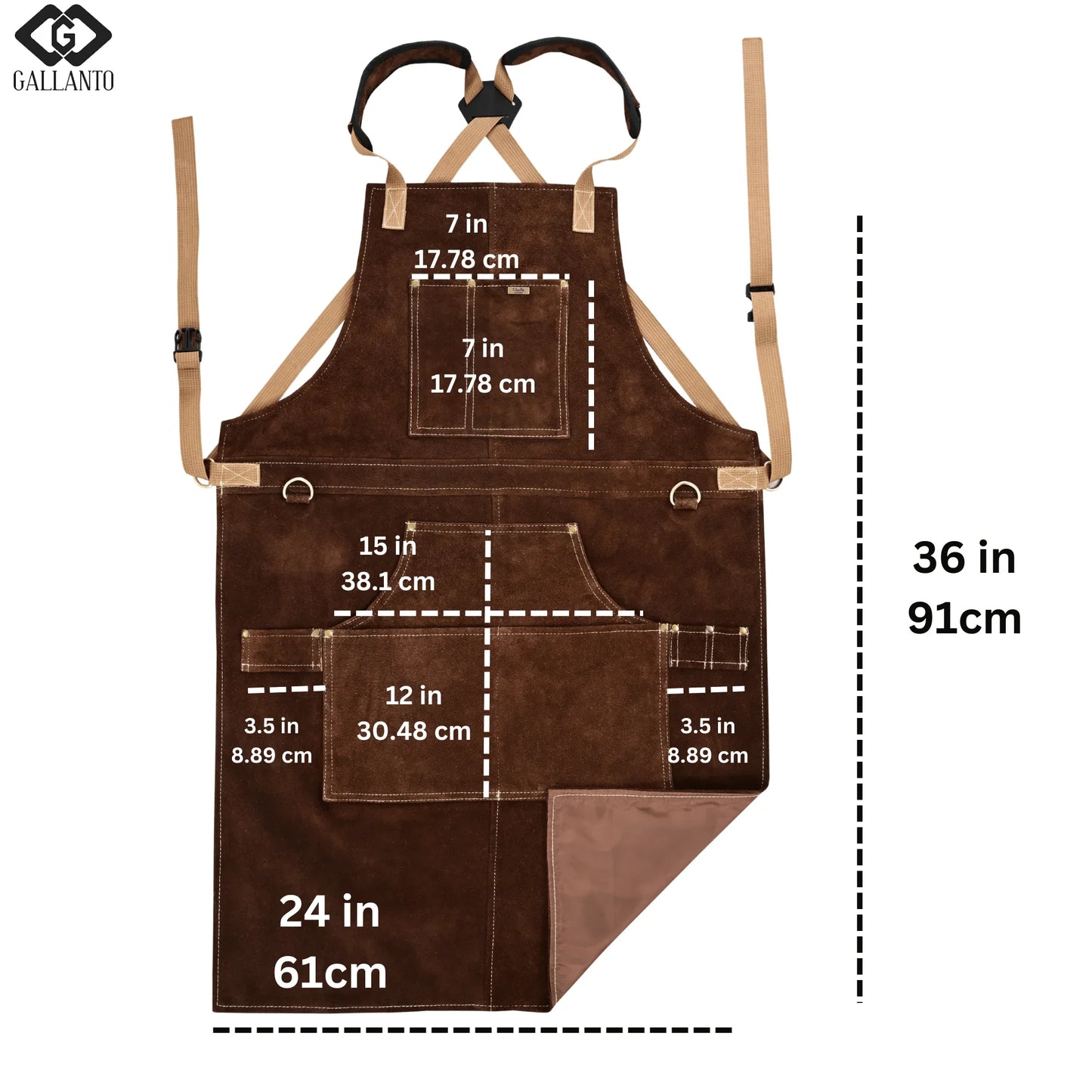 cowhide leather tool apron – heavy - duty, heat - resistant, 6 pockets - 
