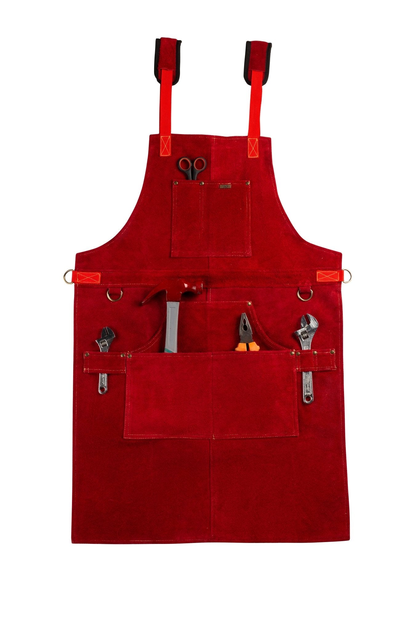cowhide leather tool apron – heavy - duty, heat - resistant, 6 pockets - 